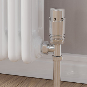 M-TRV-050-AG-C-CU00 - Duran Modern TRV Angled Chrome Thermostatic Radiator Valves with Sleeves
