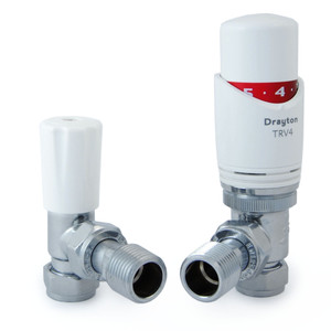 SC-0707260-ALT03 - Drayton 15mm Angled TRV4 Thermostatic Radiator Valve Plus Lockshield - White