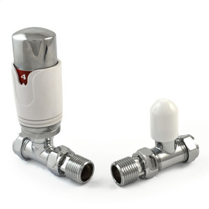 M-TRV-042-ST-W - Nena Modern TRV Straight White Thermostatic Radiator Valves With Sleeves