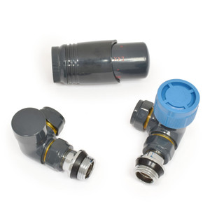 M-TRV-052-CR-A-ALT01 - Duran Modern TRV Corner Anthracite Thermostatic Radiator Valves With Sleeves