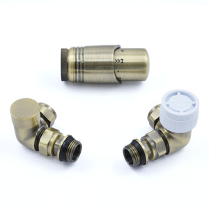 M-TRV-052-CR-AB-ALT01 - Duran Modern TRV Corner Antique Brass Thermostatic Radiator Valves With Sleeves