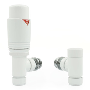 M-TRV-071-AG-WW-ALT00 - Ramone Modern TRV Angled All White Thermostatic Radiator Valves With Sleeves
