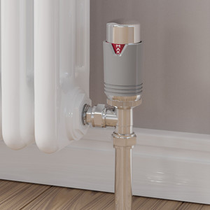 M-TRV-074-AG-CS-CU00 - Exeter Modern TRV Angled Chrome & Silver Thermostatic Radiator Valves