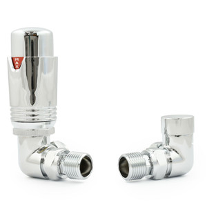 M-TRV-076-CR-CC - Exeter Modern TRV Corner Chrome Thermostatic Radiator Valves With Sleeves