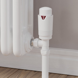 M-TRV-074-AG-WW-CU00 - Exeter Modern TRV Angled All-White Thermostatic Radiator Valve With Sleeves