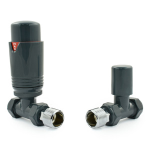 M-TRV-075-ST-AA - Exeter Modern TRV All-Anthracite Towel Radiator Valve With Sleeves