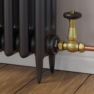 T-TRV-077-ST-UB-BROWN-HEAD-LS00 - Jarrow Traditional TRV Unlacquered Brass Towel Radiator Valves