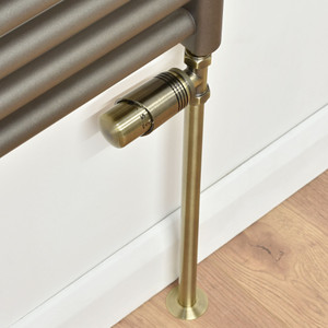 M-TRV-051-ST-AB-PIP - Duran Modern TRV Antique Brass Towel Radiator Valves with Sleeves
