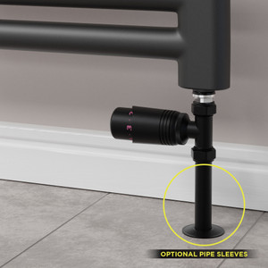 M-TRV-051-ST-TB-SLEEVE-OPTION - Duran Modern TRV Textured Black Towel Radiator Valves