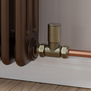 M-MAN-007-ST-AB-CU00 - Marvine Modern Manual Antique Brass Towel Radiator Valves
