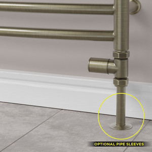 M-MAN-007-ST-AB-SLEEVE-OPTION - Marvine Modern Manual Antique Brass Towel Radiator Valves