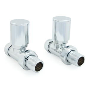 M-MAN-007-ST-C - Marvine Modern Manual Chrome Towel Radiator Valves With Sleeves