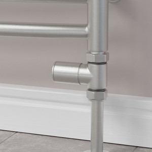 M-MAN-007-ST-SN-PIP-CU00 - Marvine Modern Manual Brushed Towel Satin Nickel Radiator Valves With Sleeves