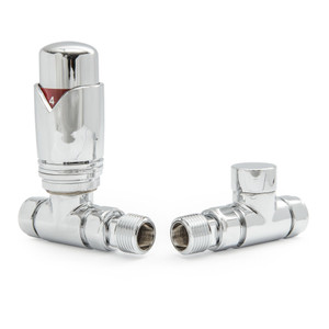 M-TRV-002-ST-C - Ramone Modern TRV Chrome Towel Radiator Valves with Sleeves