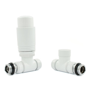 M-TRV-072-ST-WW-ALT01 - Ramone Modern TRV All White Towel Radiator Valves With Sleeves