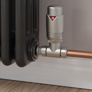 Ramone Modern TRV Straight Brushed Satin Nickel Thermostatic Radiator Valves