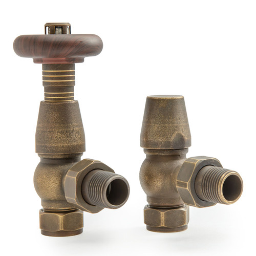 T-TRV-035-AG-BB - Chelthorn Traditional TRV Angled Brass Bronze Thermostatic Radiator Valves