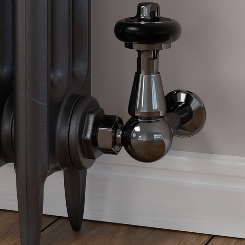 T-MAN-022-CR-BL-CU00 - Eastbury Traditional Manual Corner Black Nickel Radiator Valves