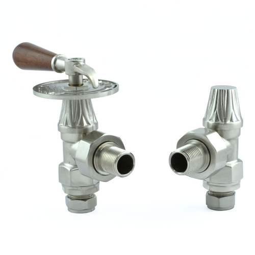 T-MAN-030-AG-SN - Arlington Lever Traditional Manual Angled Satin Nickel Radiator Valves