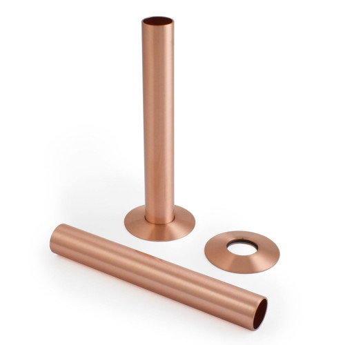 A-PIP-500-130-BC - Radiator Pipe Covers 130mm Long - Brushed Copper (Pair)