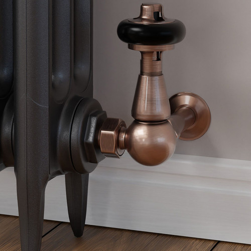 T-MAN-022-CR-AC-CU00 - Eastbury Traditional Manual Corner Antique Copper Radiator Valves