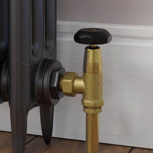 T-MAN-067-AG-B-CU00 - Buckland Traditional Manual Angled Unlacquered Brass Radiator Valves