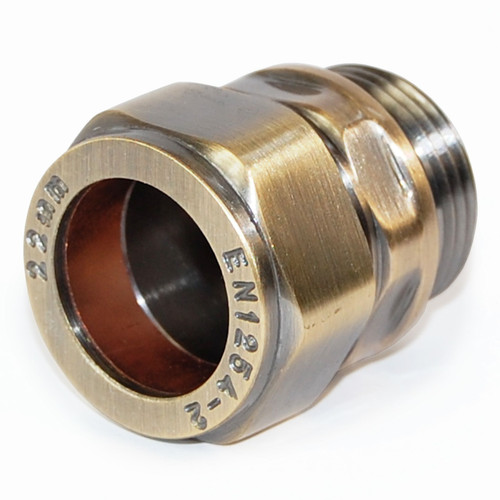 A-ADP-506-22-AB - 22mm Compression Radiator Valve Adaptor - Antique Brass A-ADP-506-22-AB - 22mm Compression Radiator Valve Adaptor - Antique Brass