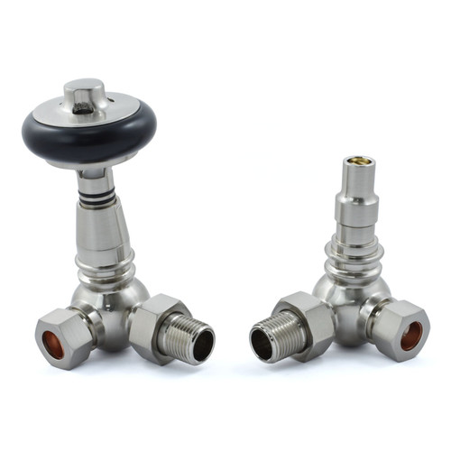 T-TRV-049-CR-SN - Ascott Traditional TRV Corner Brushed Satin Nickel Radiator Valves