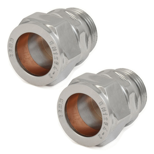 A-ADP-506-22-X2-C - 22mm Compression Radiator Valve Adaptors - Chrome (Pair) A-ADP-506-22-X2-C - 22mm Compression Radiator Valve Adaptors - Chrome (Pair)