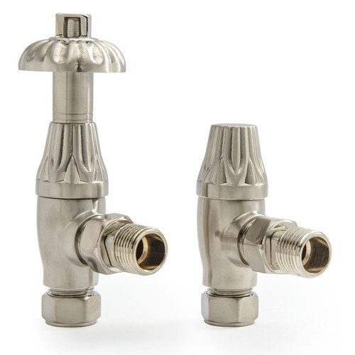 T-TRV-036-AG-BN - Kendal Traditional TRV Angled Brushed Nickel Thermostatic Radiator Valves