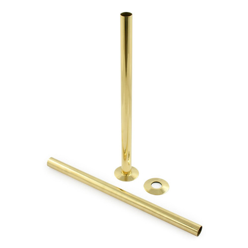 A-PIP-501-300-UB - Radiator Pipe Covers 300mm Long - Unlacquered Brass (Pair)