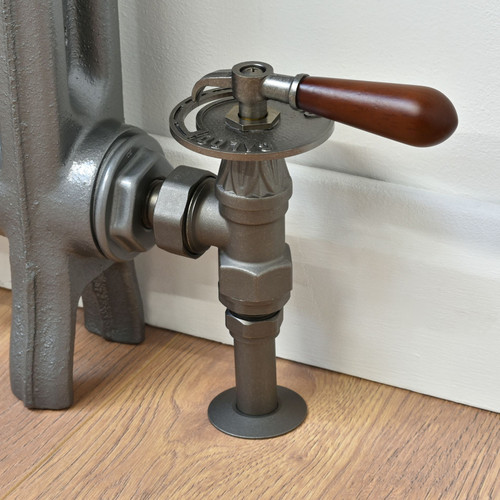 T-MAN-030-AG-PW-PIP - Arlington Lever Traditional Manual Angled Pewter Radiator Valves with Sleeves