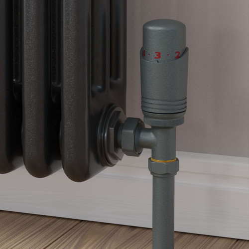 M-TRV-050-AG-GG-CU00 - Duran Modern TRV Angled Gunboat Grey Thermostatic Radiator Valves with Sleeves