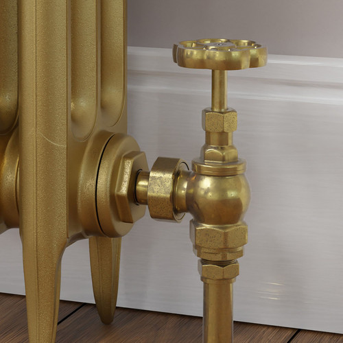 T-MAN-038-AG-UB-CU00 - Rufford Traditional Manual Angled Unlacquered Brass Radiator Valves with Sleeves