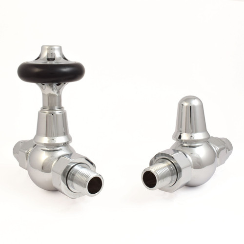 T-MAN-046-ST-C - Chastleton Traditional Manual Straight Chrome Radiator Valves With Sleeves