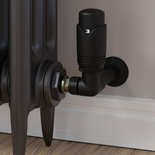 M-TRV-073-CR-SB-CU00 - Ramone Modern TRV Corner Satin Black Thermostatic Radiator Valves