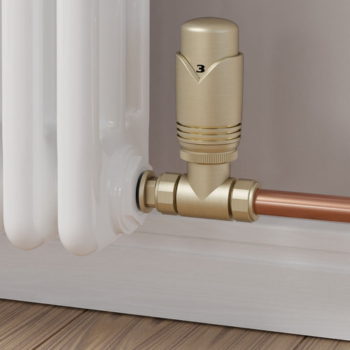 M-TRV-072-ST-BB-CU00 - Ramone Modern TRV Straight Brushed Brass Thermostatic Radiator Valves