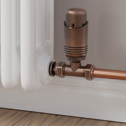 M-TRV-051-ST-AC-CU00 - Duran Modern TRV Straight Antique Copper Thermostatic Radiator Valves