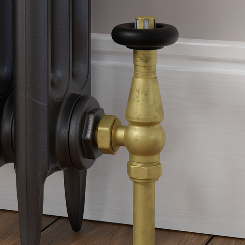 T-TRV-068-AG-UB-CU00 - Jarrow Traditional TRV Angled Unlacquered Brass Thermostatic Radiator Valves With Sleeves T-TRV-068-AG-UB-CU00 - Jarrow Traditional TRV Angled Unlacquered Brass Thermostatic Radiator Valves With Sleeves