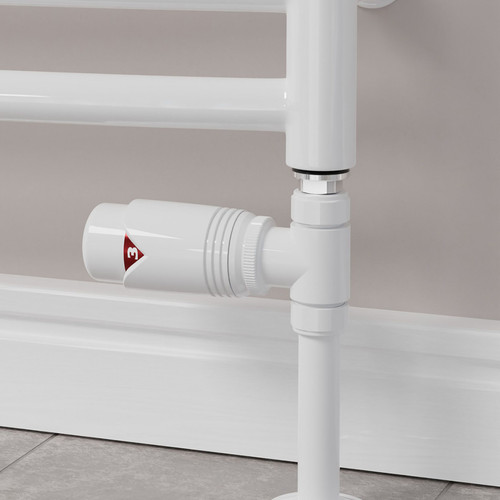 M-TRV-072-ST-WW-CU01 - Ramone Modern TRV All White Towel Radiator Valves With Sleeves