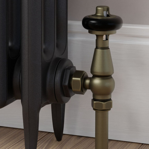 T-TRV-019-AG-OEB-CU00 - Flatford Traditional TRV Angled Old English Brass Thermostatic Radiator Valves