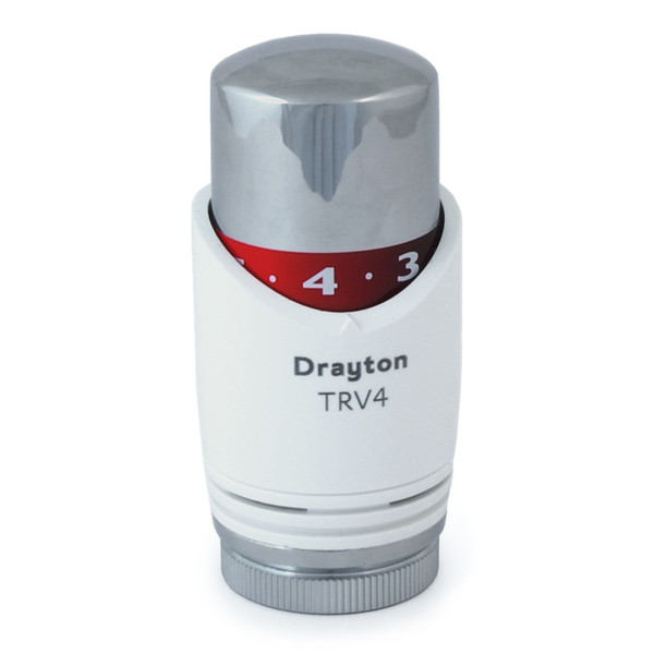 SC-0725006 - Drayton Replacement Head For TRV4 Thermostatic Radiator Valves - White/Chrome