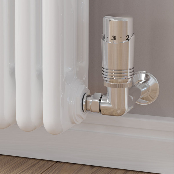 M-TRV-052-CR-C-CU00 - Duran Modern TRV Corner Chrome Thermostatic Radiator Valves With Sleeves