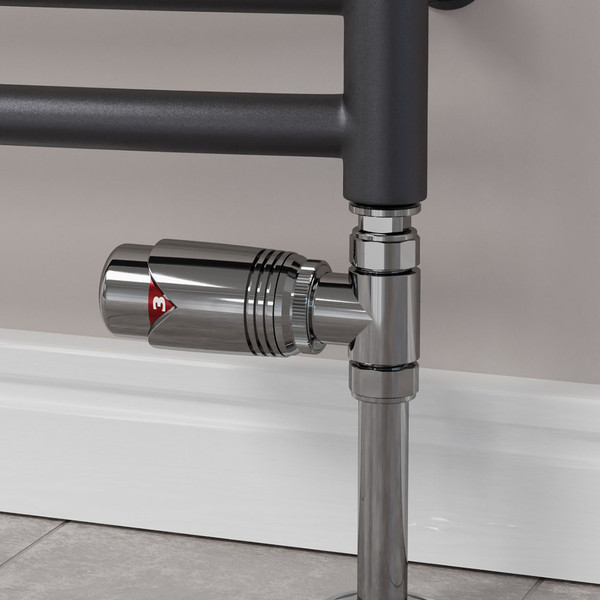 M-TRV-002-ST-BL-CU01 - Ramone Modern TRV Black Nickel Towel Radiator Valves with Sleeves