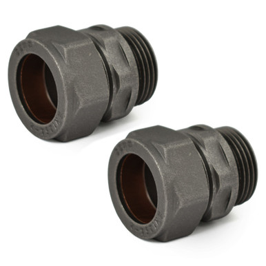 22mm Compression Radiator Valve Adaptors - Light Pewter (Pair)