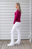 Tall woman wearing Fallon jeans in White by LTB Jeans. Sidet view