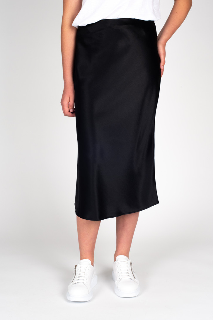 Storm Liquid Skirt Black Satin