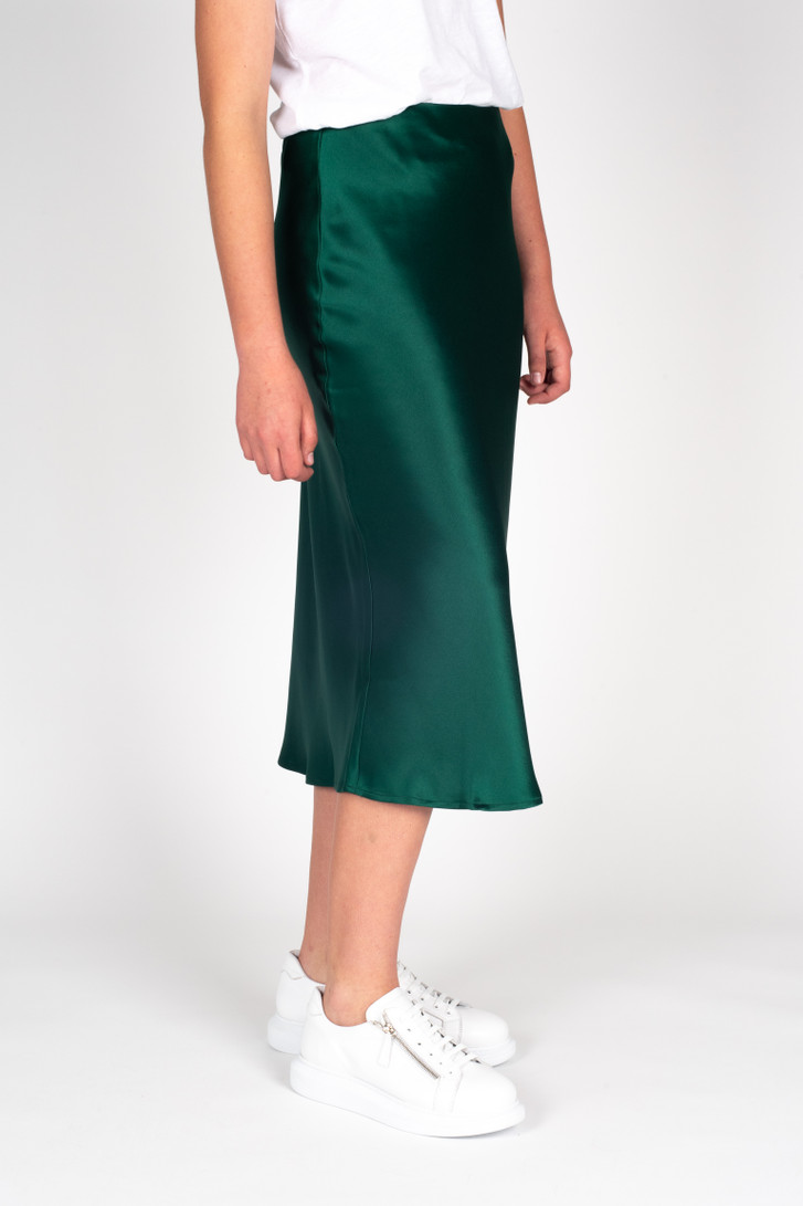 Storm Liquid Skirt Emerald Satin