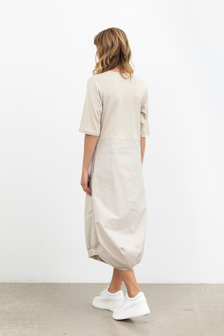 Dynamic Drape Dress Ivory by Style X Lab. Back View