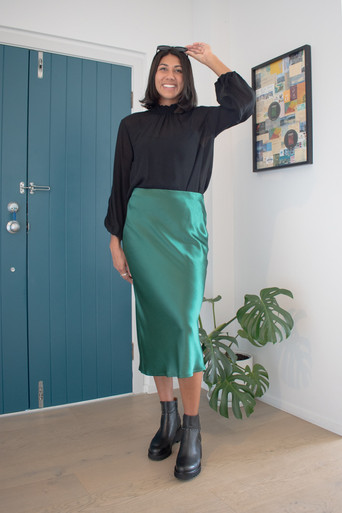 Liquid Skirt Emerald Satin Redwood Clothing Tall Womens Clothing